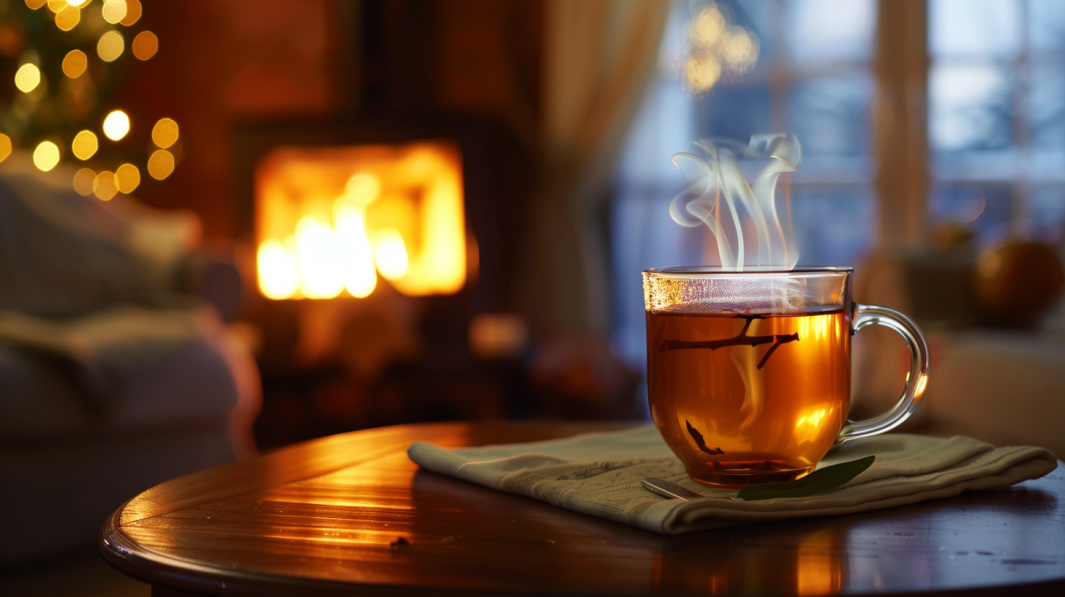 A Cup of Hot Tea in Living Room Providing Heat During a Power Outage